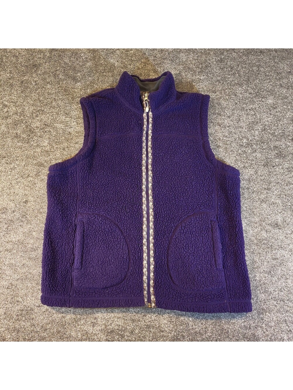 L.L. Bean Purple Sherpa Fleece Full Zip Vest Women's Size XL Regular